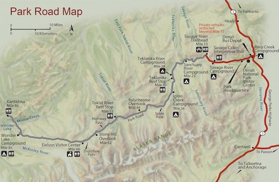 Map of Denali National Park ... click to view the map at the National Park Service website