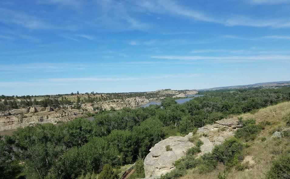 View from the top of Pompeys Pillar, with the Yellowstone River in the distance