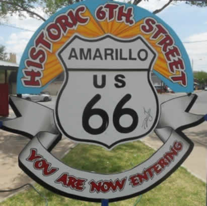 Historic 6th Street District on Route 66 in Amarillo, Texas