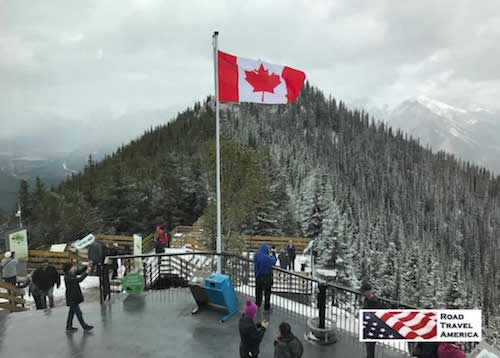 Snowy day in September of 2017, at the top of the Banff Goldola