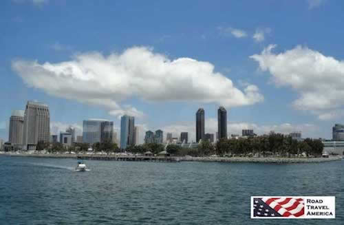The bay and downtown skyline in San Diego