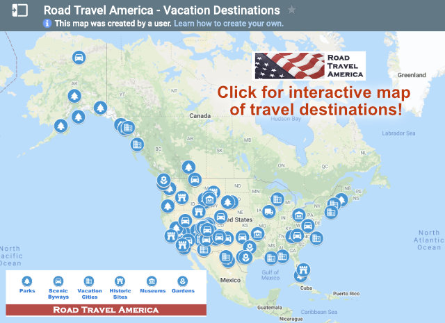 Click for interactive map of vacation destinations in America!