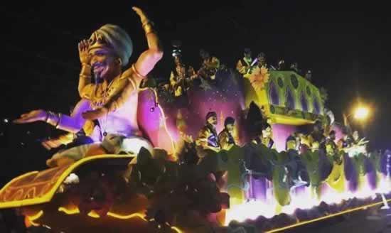 Mardi Gras parade and festivities in downtown Mobile, Alabama