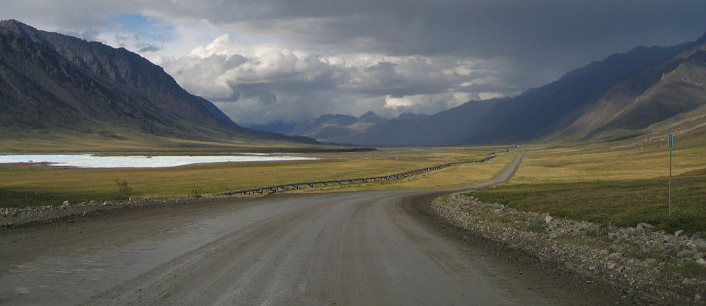 The Dalton Highway at Mile 256 north of the Continental Divide in the Brooks Range 