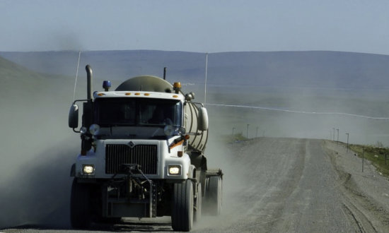 Truckers at work on the Dalton Highway