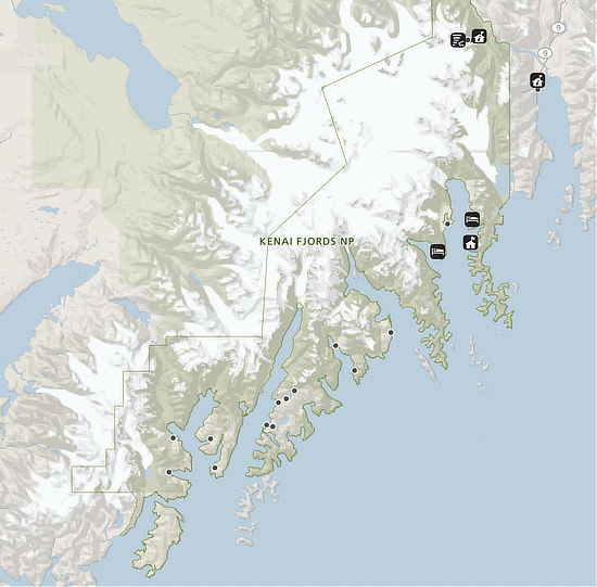 Map of Kenai Fjords  National Park ... click to view the map at the National Park Service website