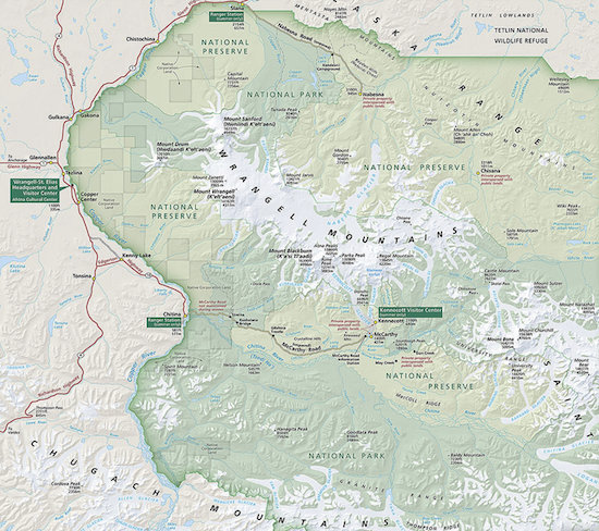 Map of Wrangell-Stl Elias  National Park ... click to view the map at the National Park Service website