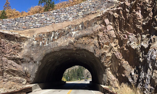 Tunnel along the Million Dollar Highway in Colorado