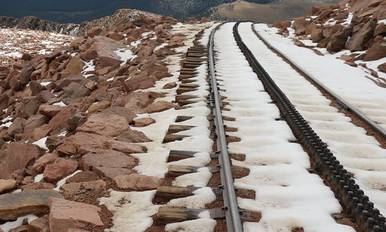 The cogs on the Manitou and Pikes Peak Railway