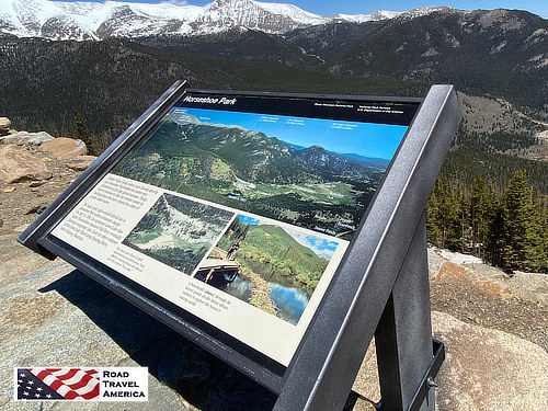 Sign at Horseshoe Park in Rocky Mountain National Park in Colorado