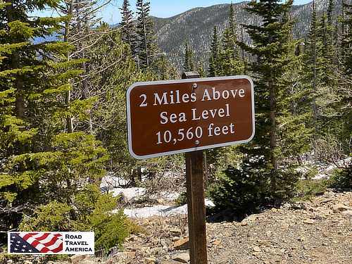 2 miles above sea level on Trail Ridge Road in Rocky Mountain National Park ... 10,560 feet