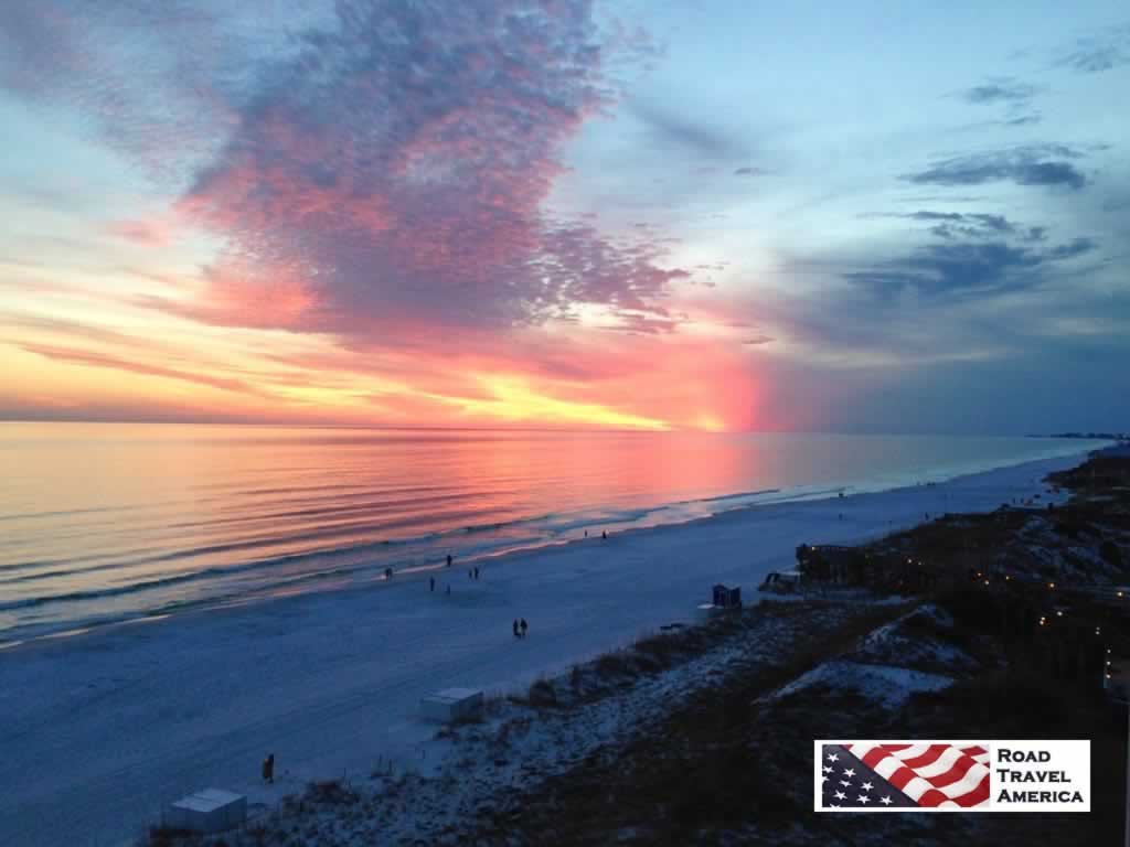 View to the west at sunset from Sandestin's Beachside Condominiums