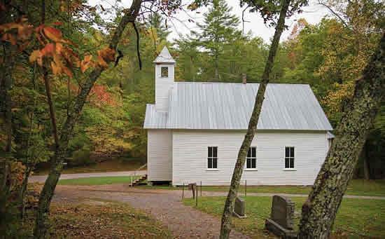 Cades Cove Primitive Baptist Church in the Great Smoky Mountains National Park