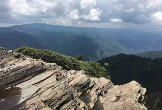 View of the Great Smoky Mountains National Park from one of many stone cliffs