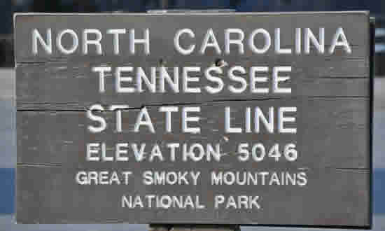 The North Carolilna - Tennessee State Line in Great Smoky Mountains National Park