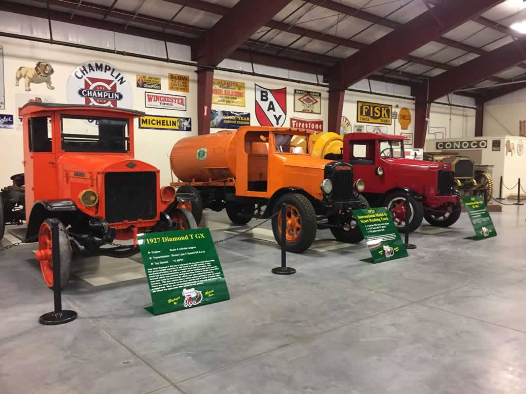 Early 1900s trucks on display in the Iowa 80 Trucking Museum