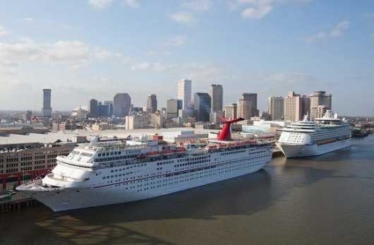 The New Orleans Cruise Port, home to Carnival Cruise Lines, Royal Caribbean, NCL, and others