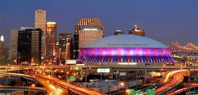 The New Orleans Superdome and skyline