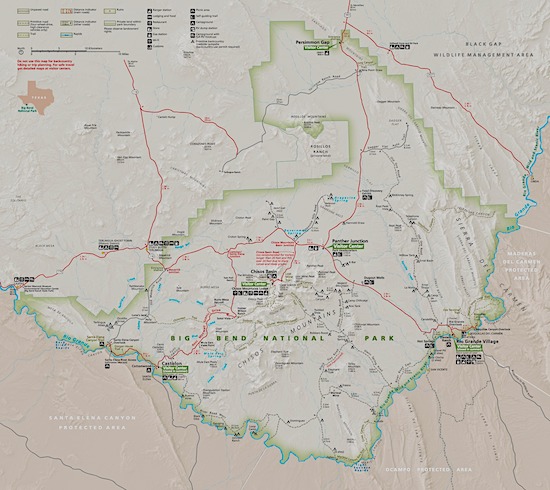 Map of Big Bend National Park ... click to enlarge
