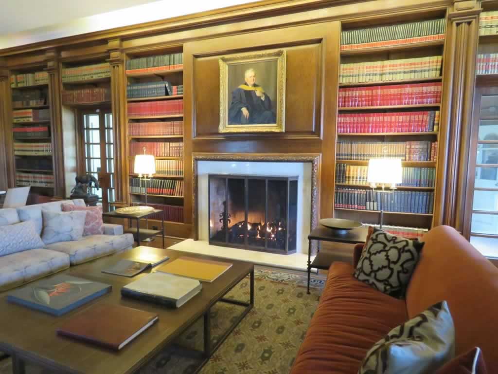 The library inside the DeGolyer House at the Dallas Arboretum