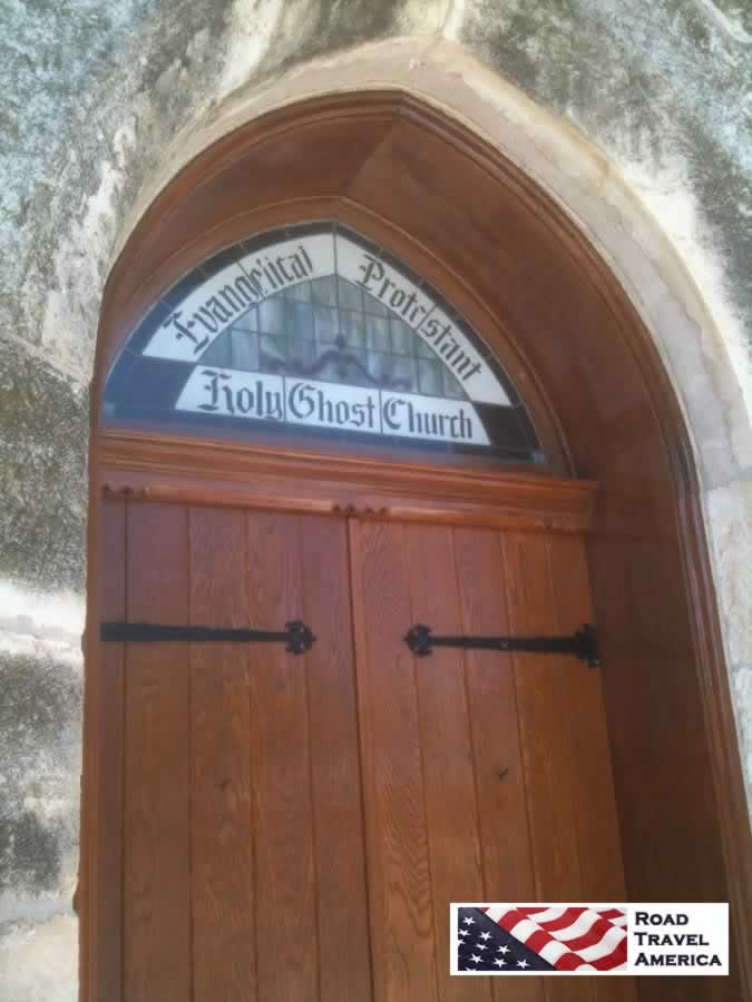 Entrance to the Evangelical Protestant Holy Ghost Church in Fredericksburg