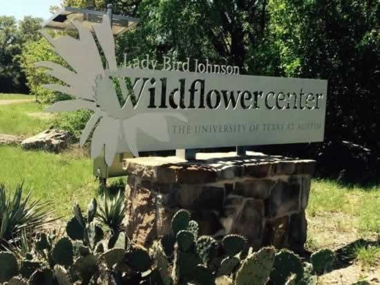 Entrance sign at the Lady Bird Johnson Wildflower Center in Austin, Texas
