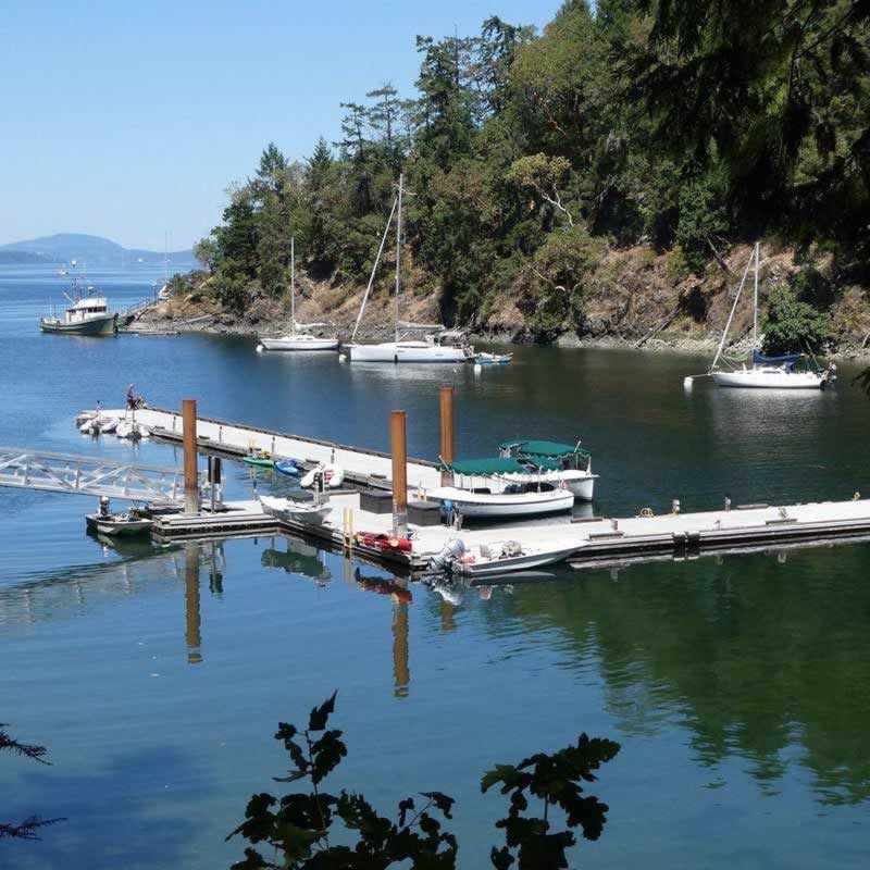 Boat landing and dock at Butchart Cove in Victoria