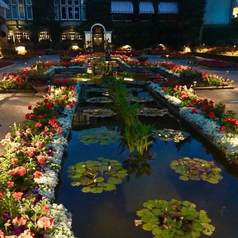 Spectacular night time scene at Butchart Gardens in Victoria, British Columbia