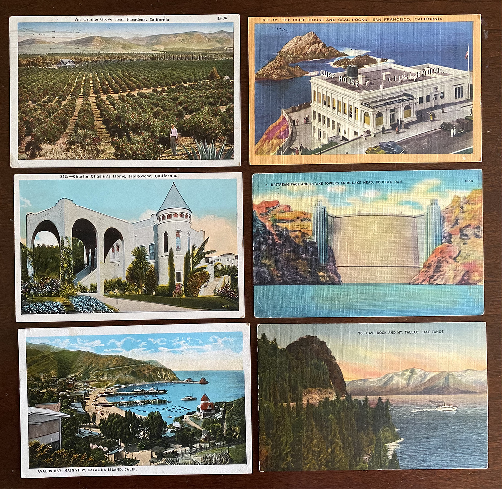 California vintage picture postcards for sale