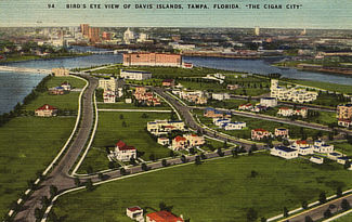 Davis Islands aerial view looking towards downton Tampa, Florida