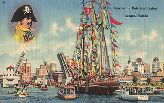 Gasparilla entering the harbor in Tampa, Florida